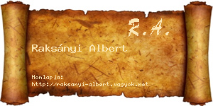 Raksányi Albert névjegykártya