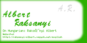 albert raksanyi business card